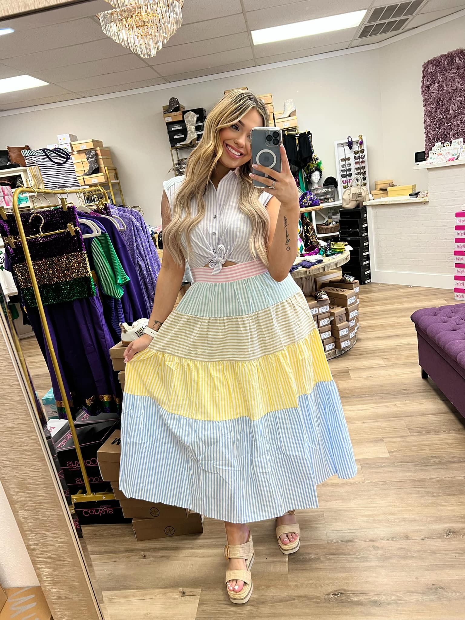 Pretty Pastels- Color Block Midi dress