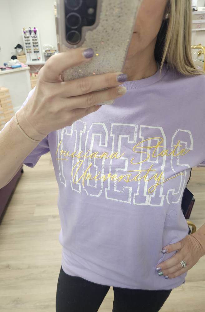 LSU- Owen Outline Embroidered Tee