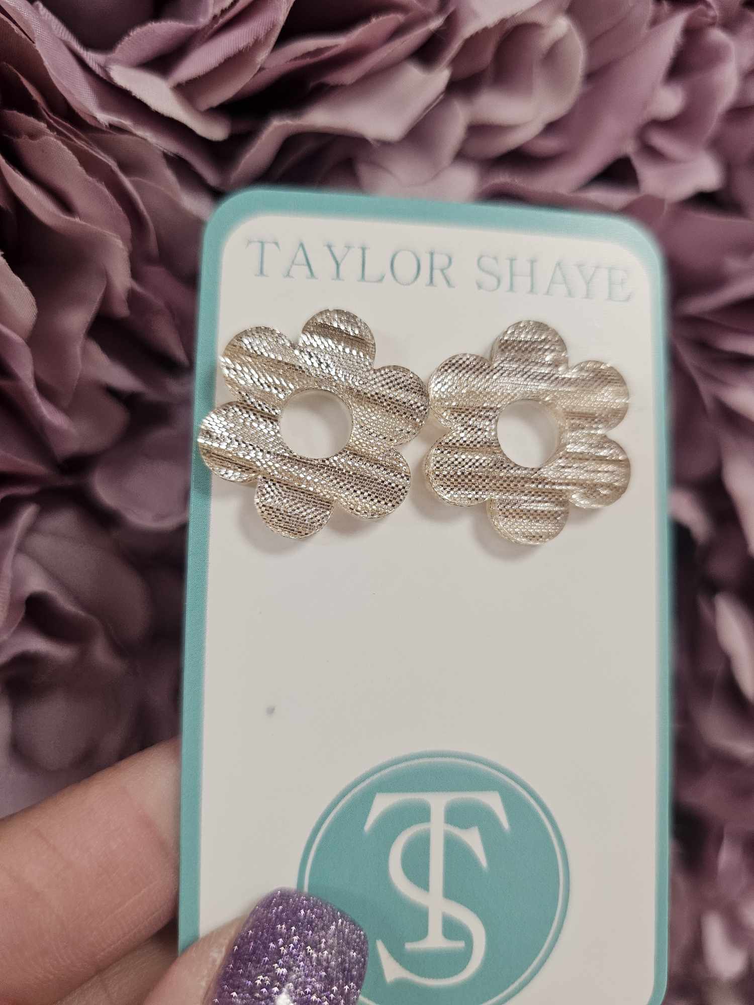 Taylor Shaye- ACRYLIC FLOWER STUDS- Rose Shimmer