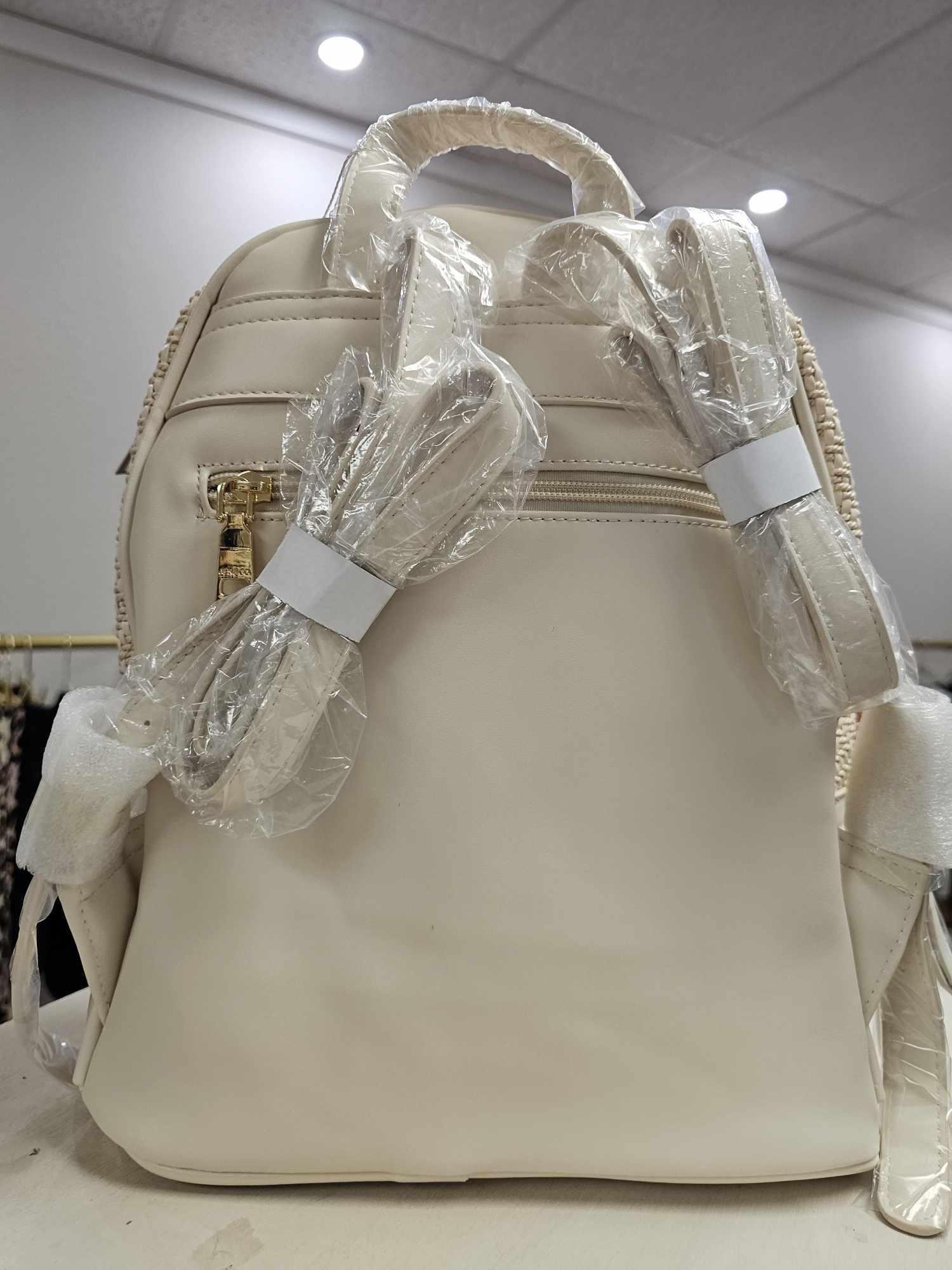 Zaharia- woven diamond backpack