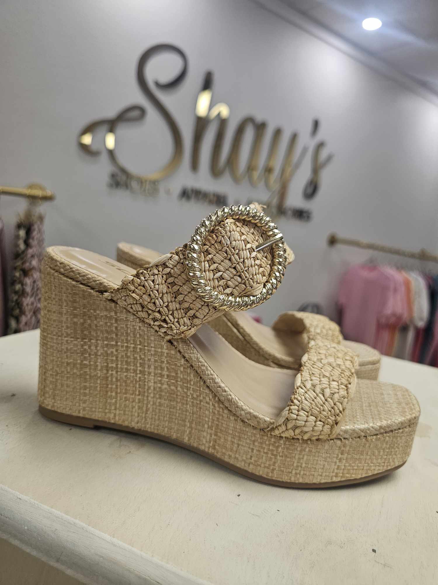 ILANA- Natural Raffia Wedge