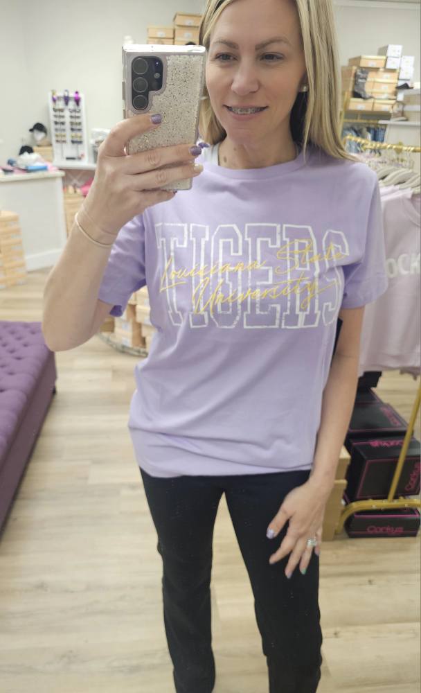 LSU- Owen Outline Embroidered Tee