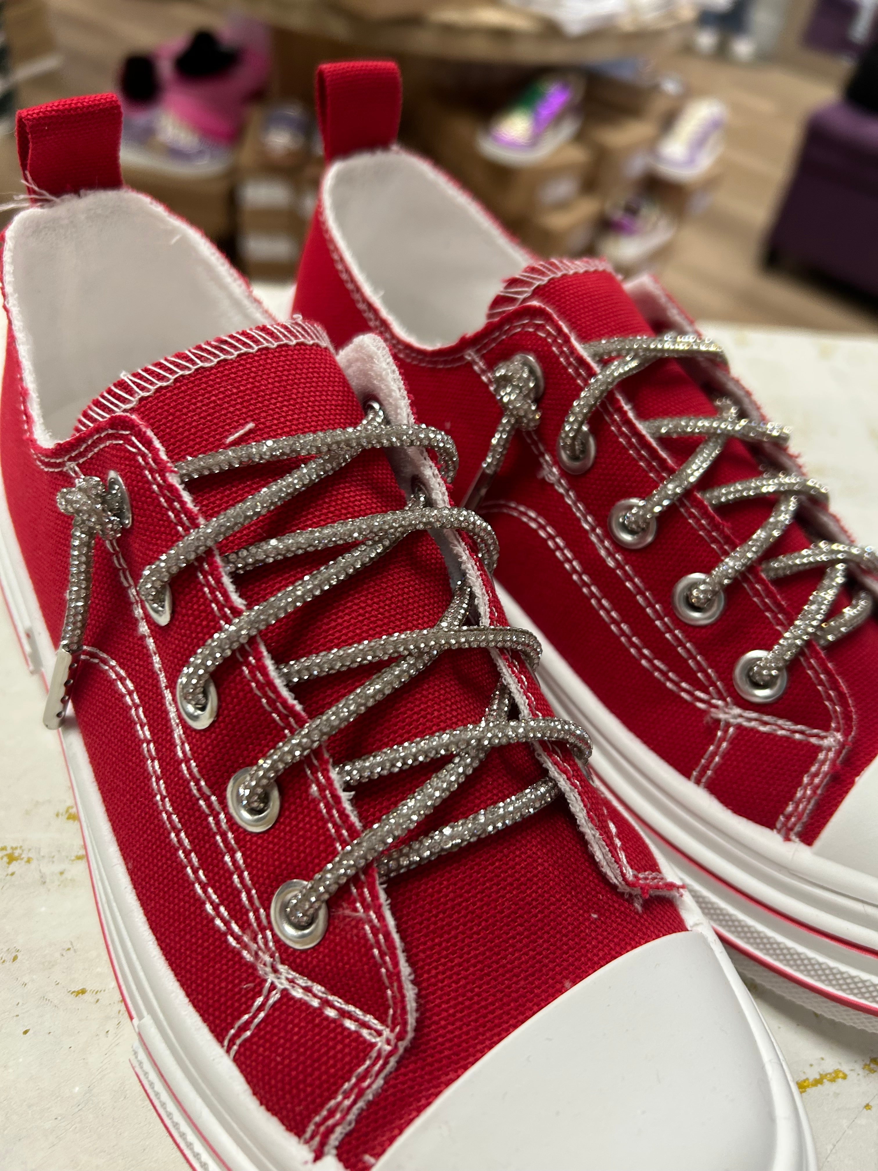 Aman Rhinestone Lace up Tennis