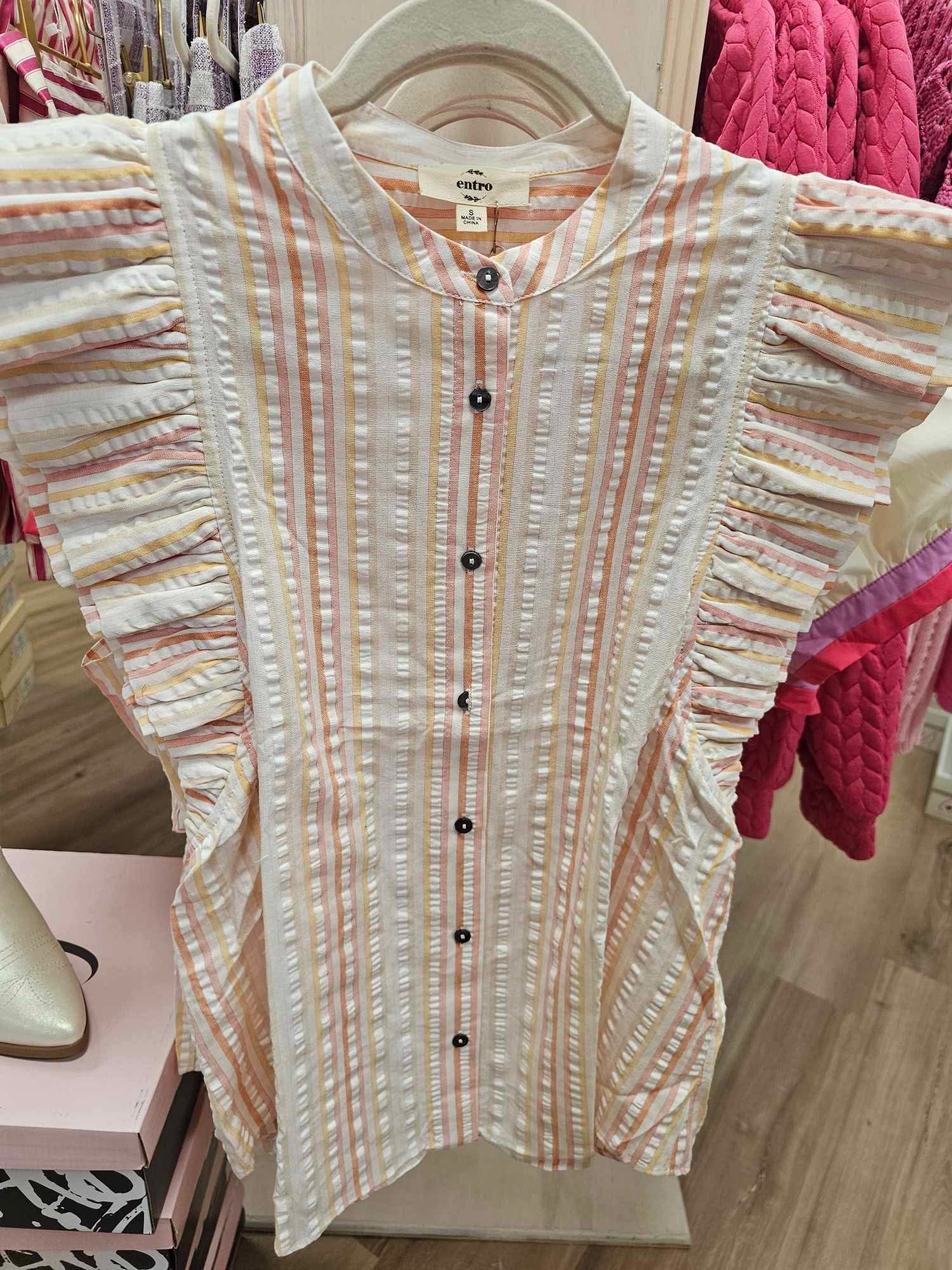 Shelly- orange and white striped top- FINAL SALE