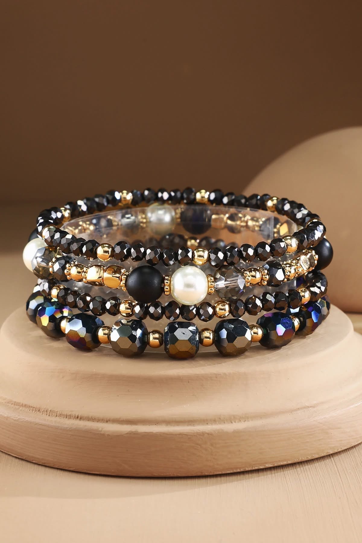 4 Piece Layered Bead & Stone Bracelet Stack