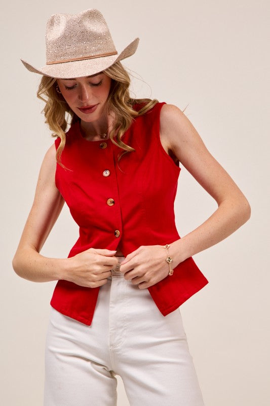 Slim Fit Color Denim Vest