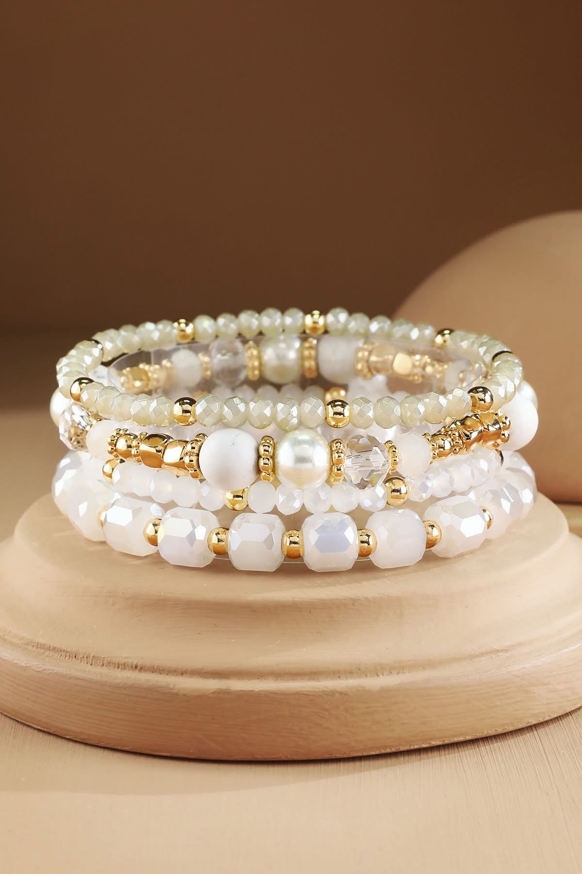 4 Piece Layered Bead & Stone Bracelet Stack