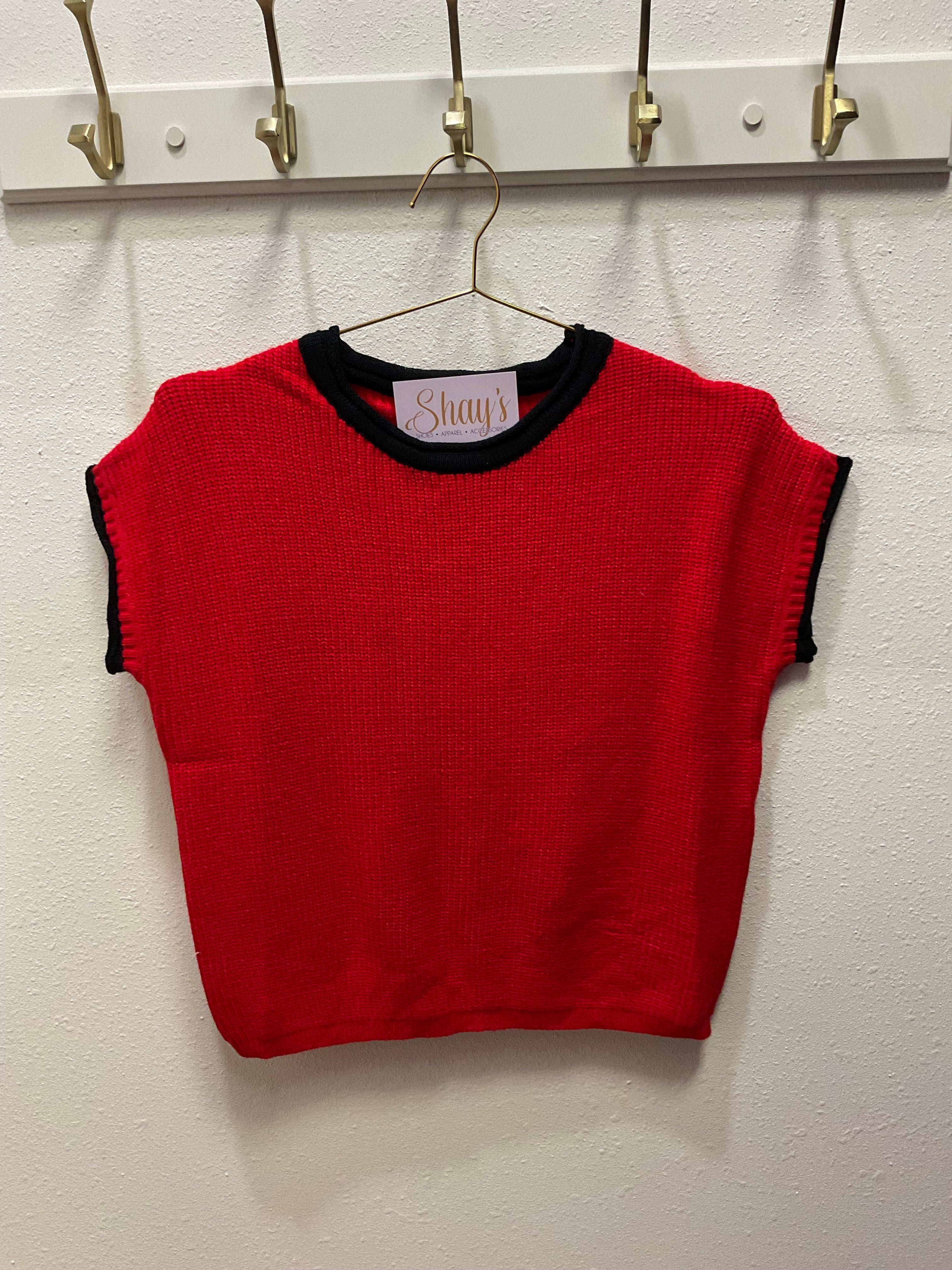 Rolled Contrast Sleeve Game Day Knit Top