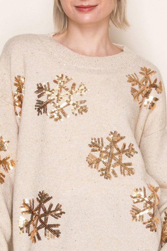 Sequin Snowflake Sweater