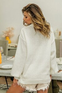 “Happy Easter” Metallic Tinsel Sweater