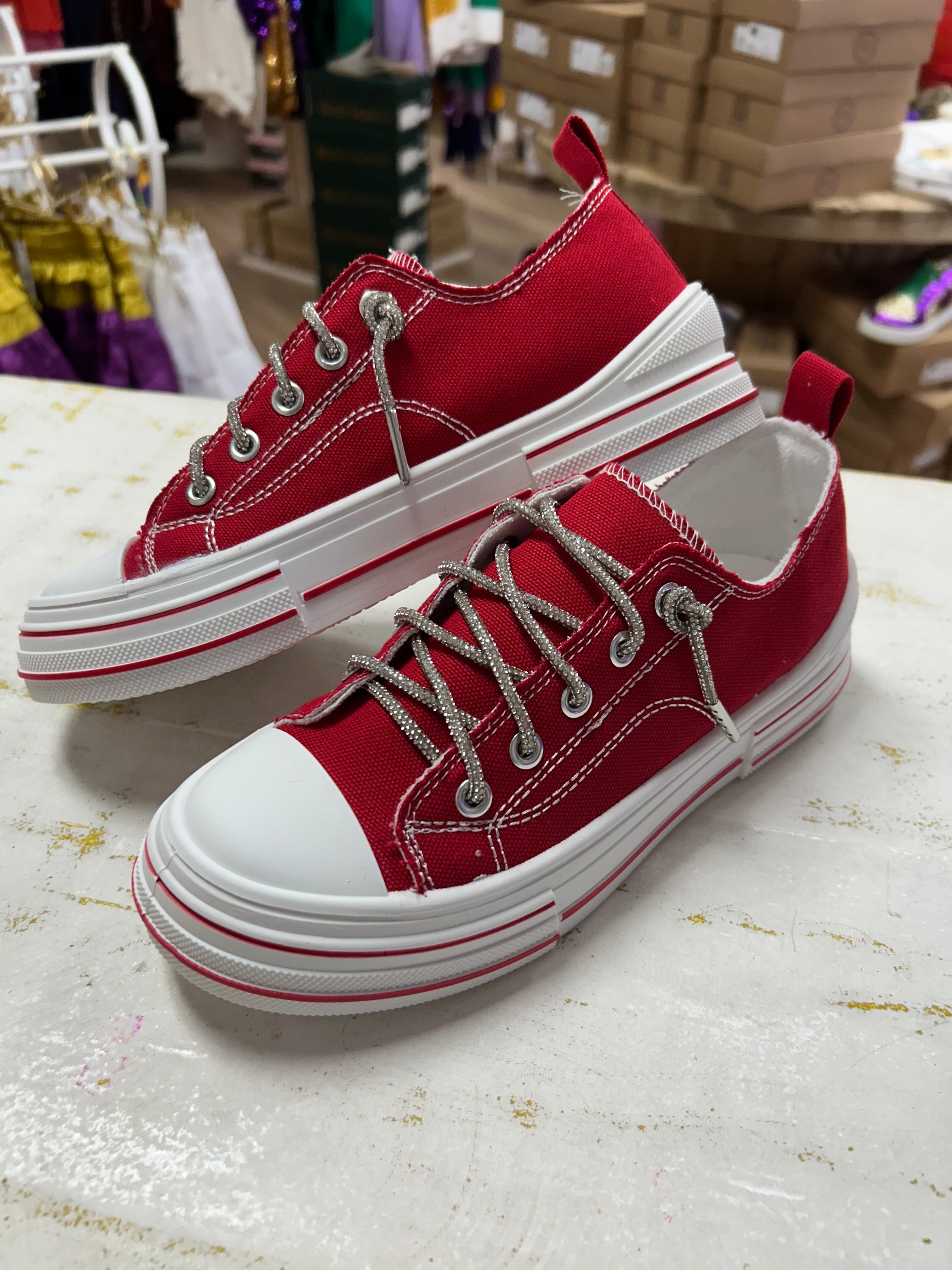 Aman Rhinestone Lace up Tennis