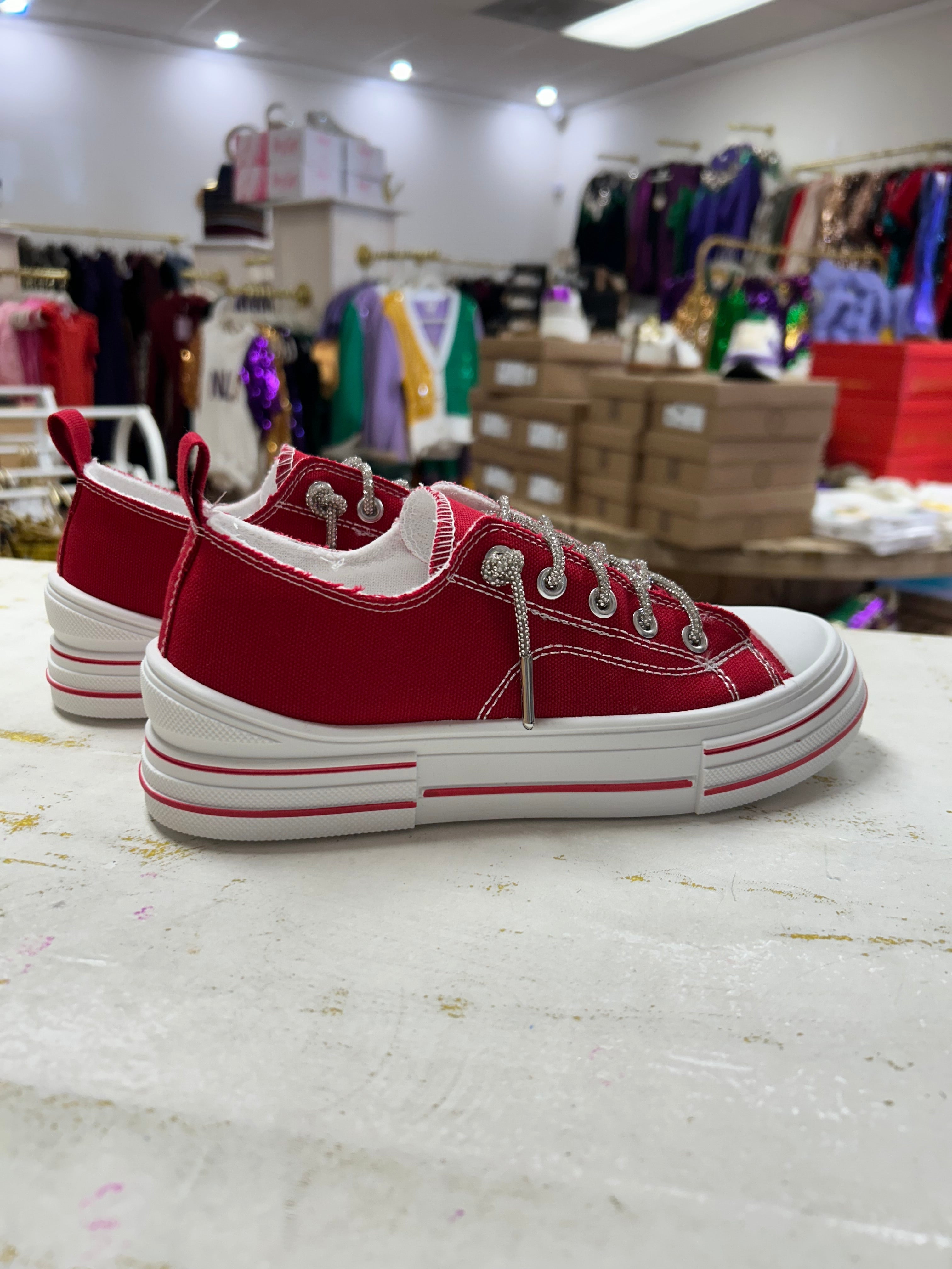 Aman Rhinestone Lace up Tennis