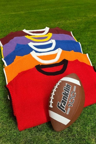 Rolled Contrast Sleeve Game Day Knit Top
