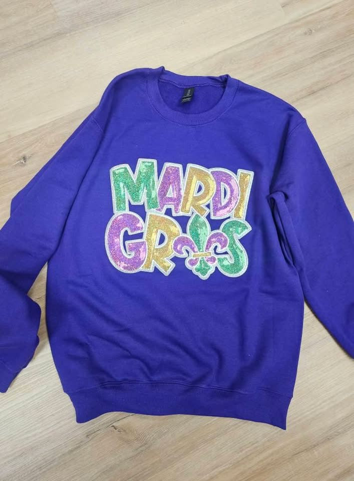 Mardi Gras Sequin Appliqué Sweatshirt