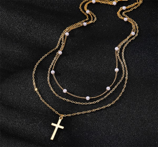 Cross Pendant Layered Necklaces