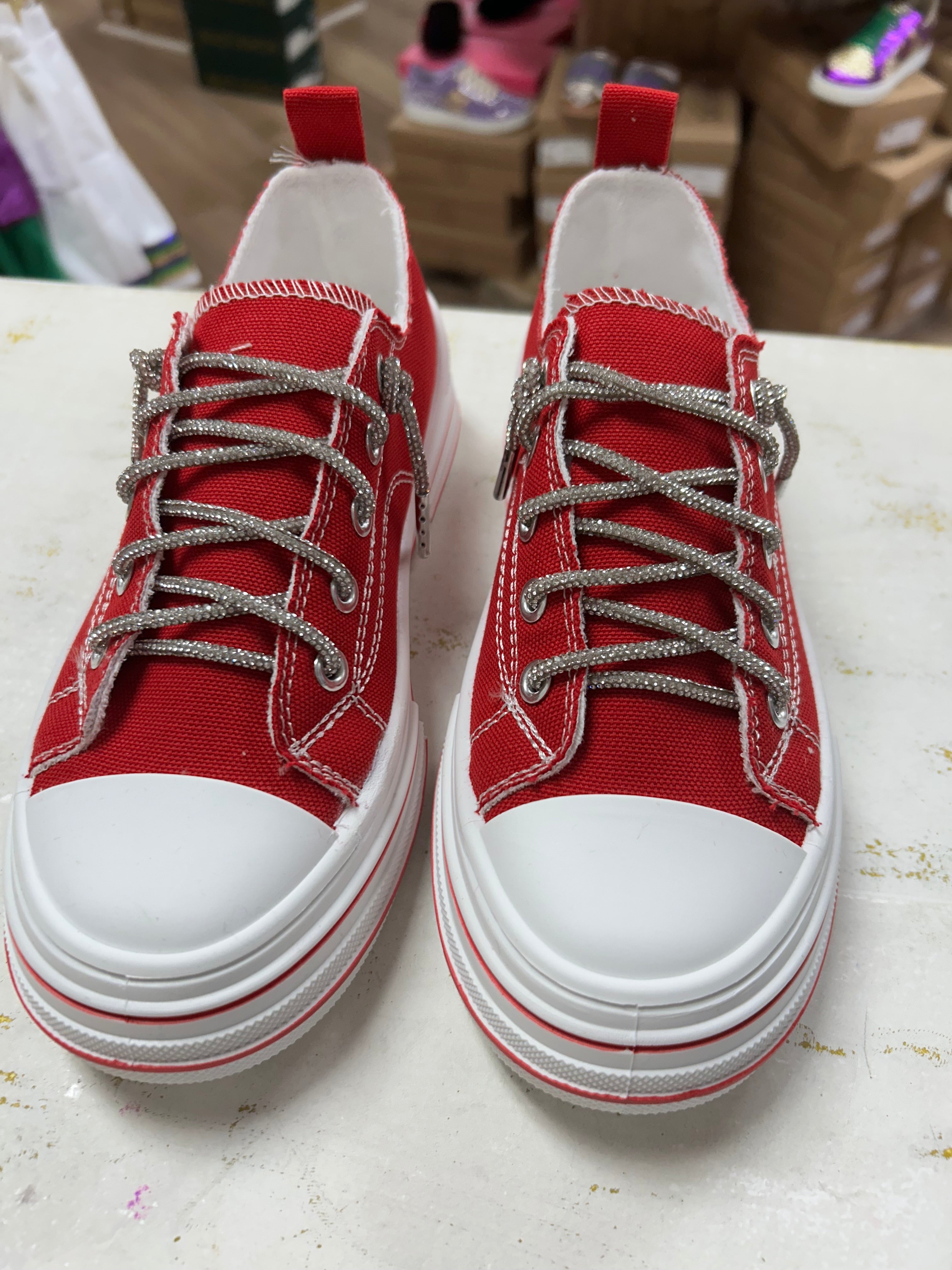 Aman Rhinestone Lace up Tennis