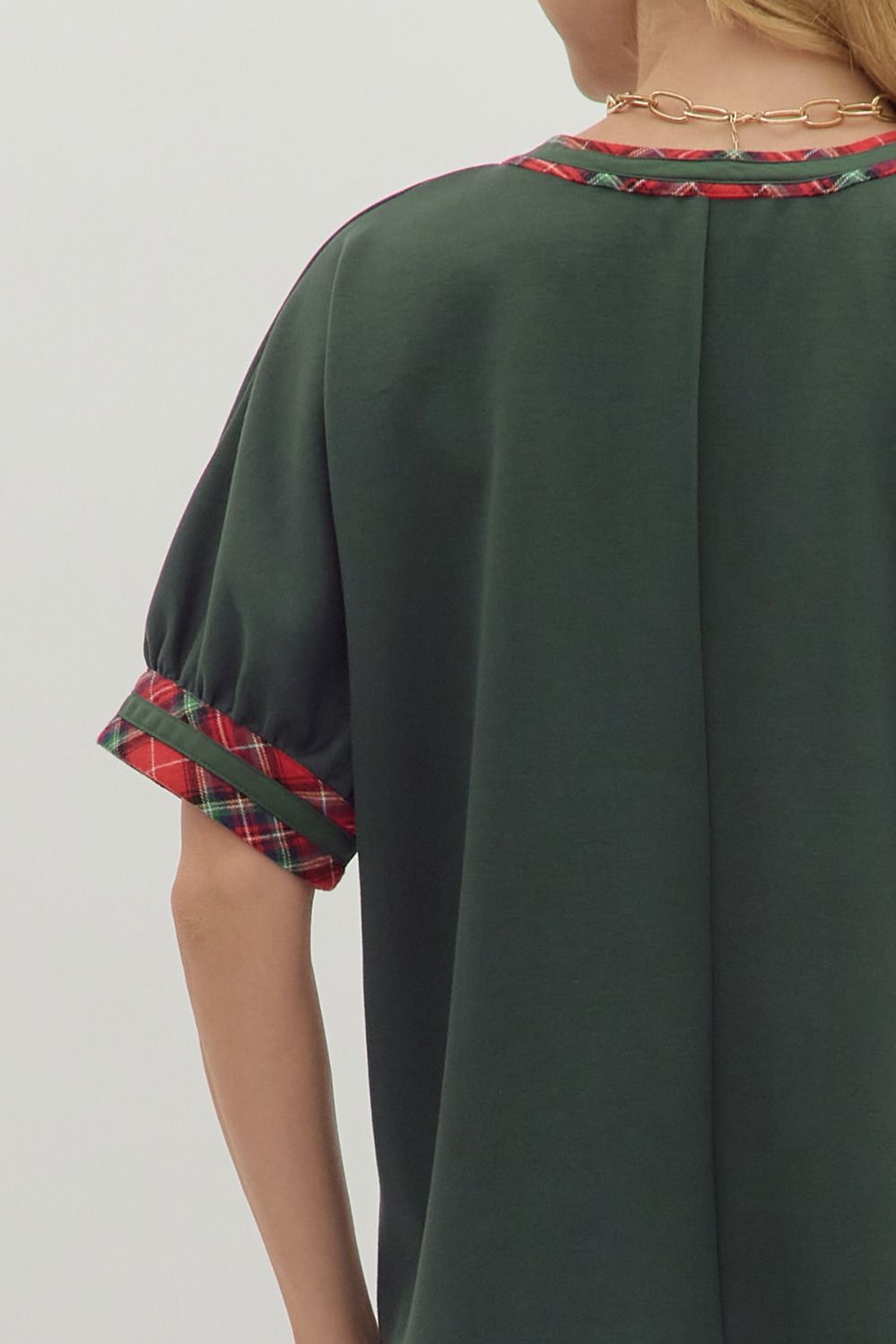 Trimmed In Plaid Top