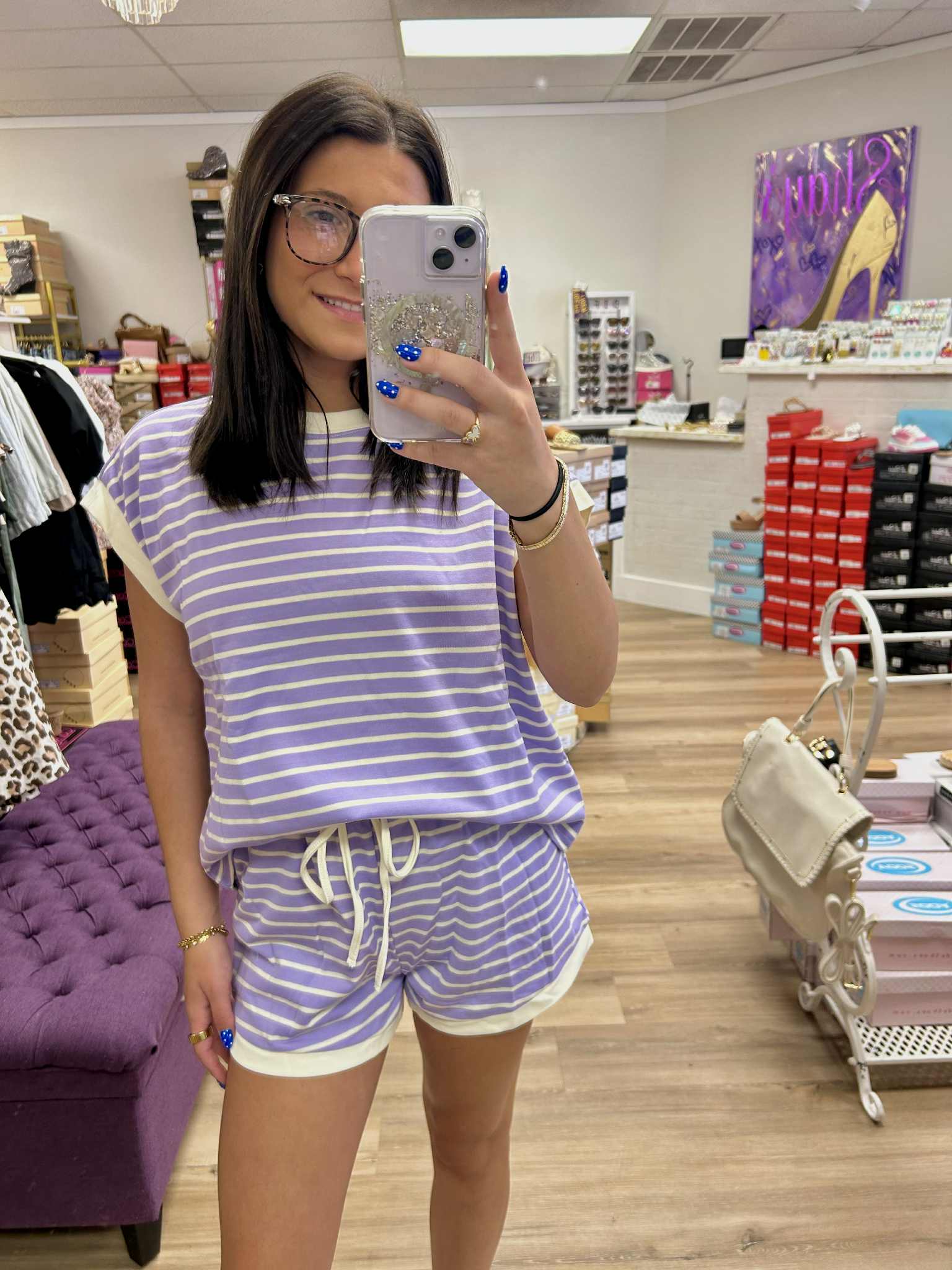 Bella Purple Stripped Set