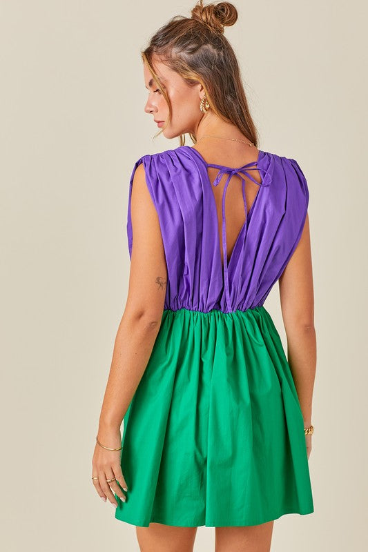 Mardi Gras Bow Detail Romper Dress
