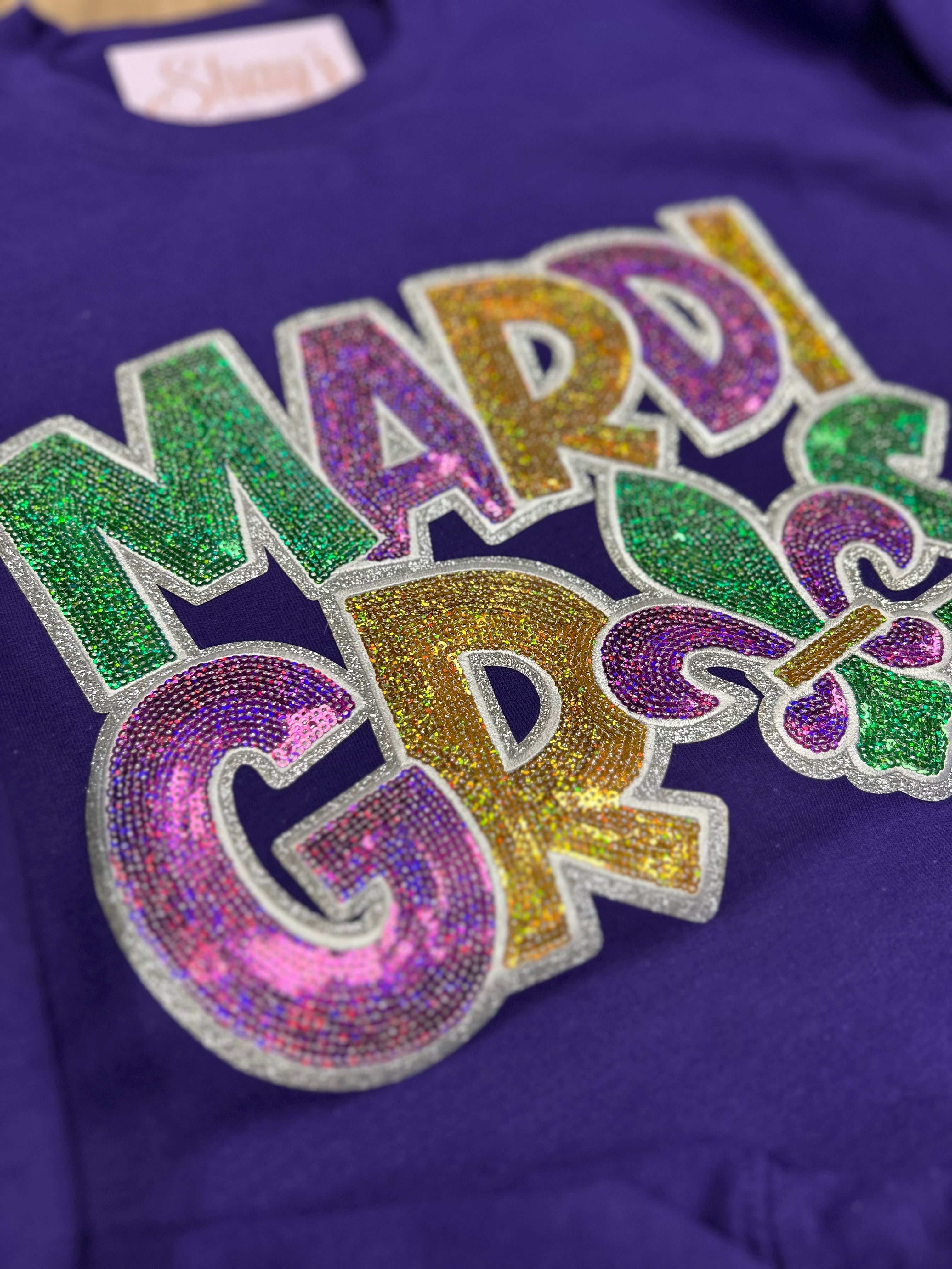 Mardi Gras Sequin Appliqué Sweatshirt