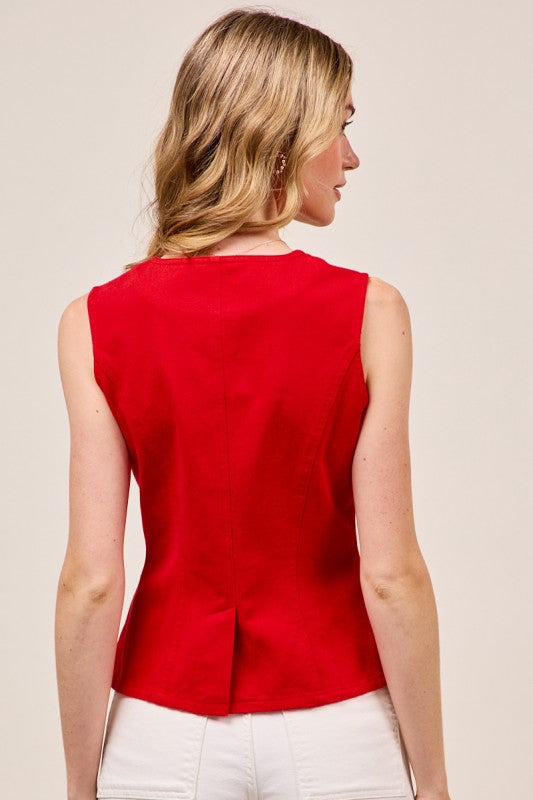 Slim Fit Color Denim Vest