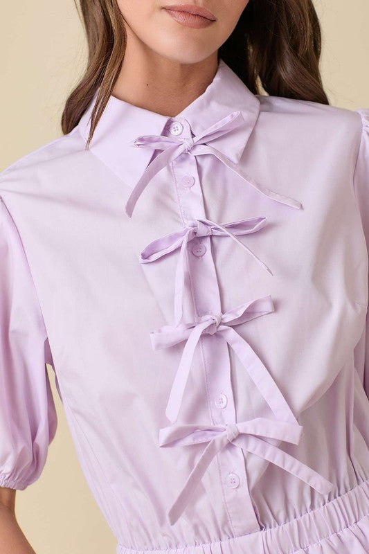 On A Cloud Bow Detail Romper