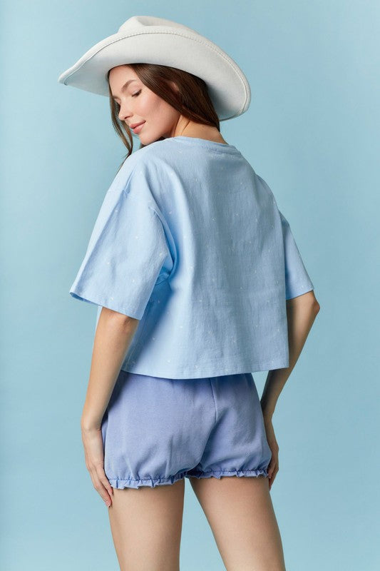 American Flag Bitsy Bow Top