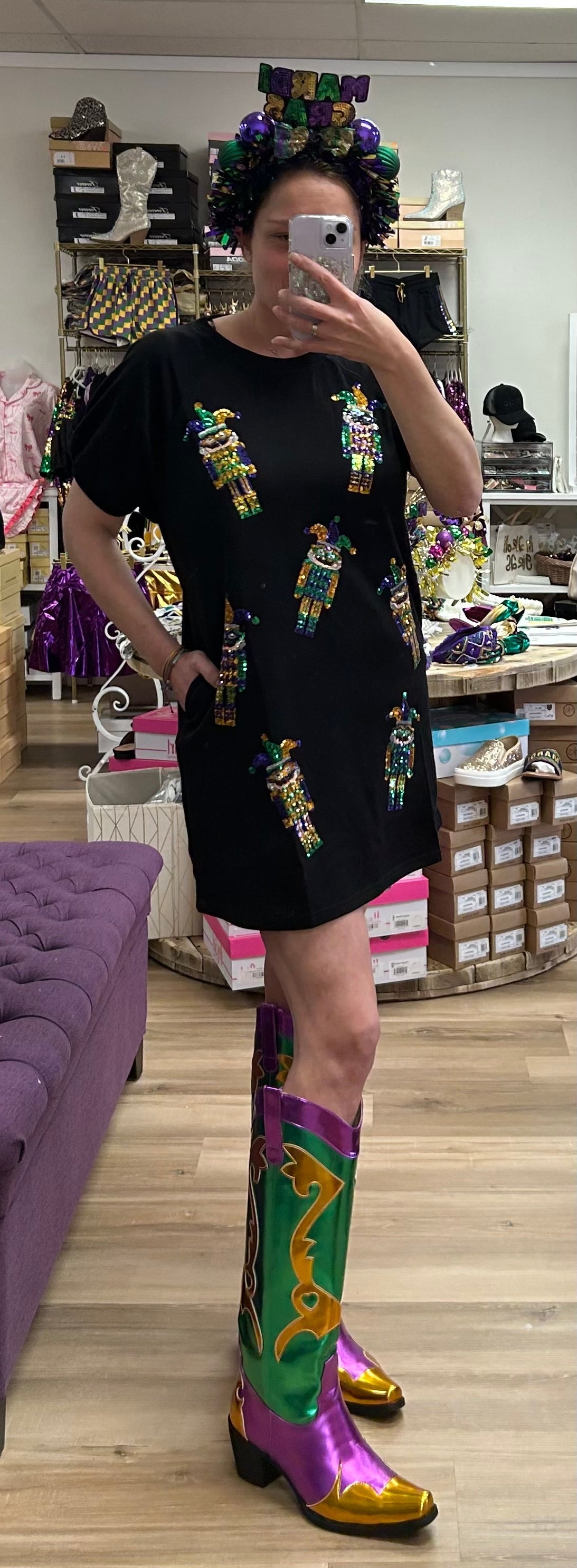 METALLIC MARDI GRAS BOOTS