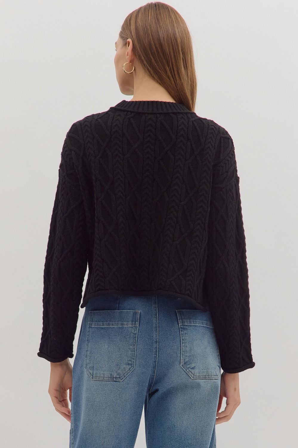 Quilted in Luxury- Long Sleeve Cable Knit Top
