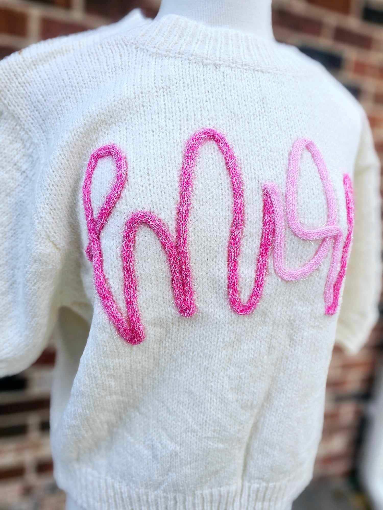 MOM Metallic Tinsel Short Puff Sleeve Top - IVORY