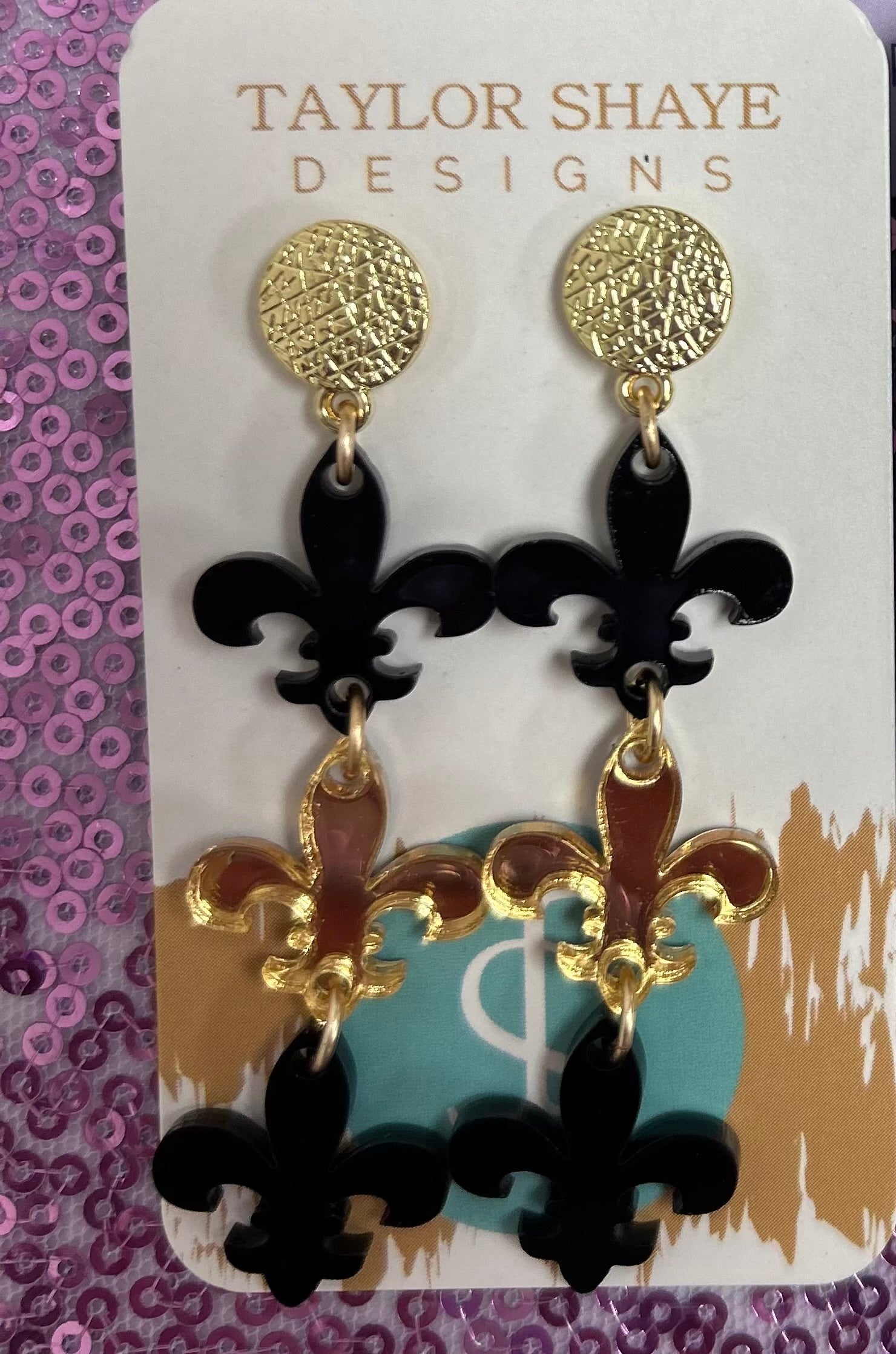 Taylor Shaye Drop Fleur De Lis Earrings