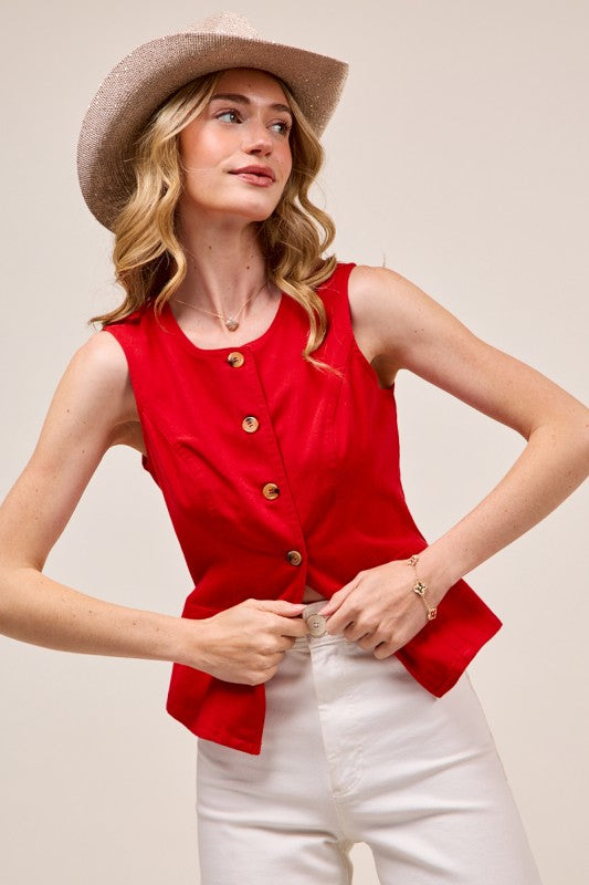 Slim Fit Color Denim Vest