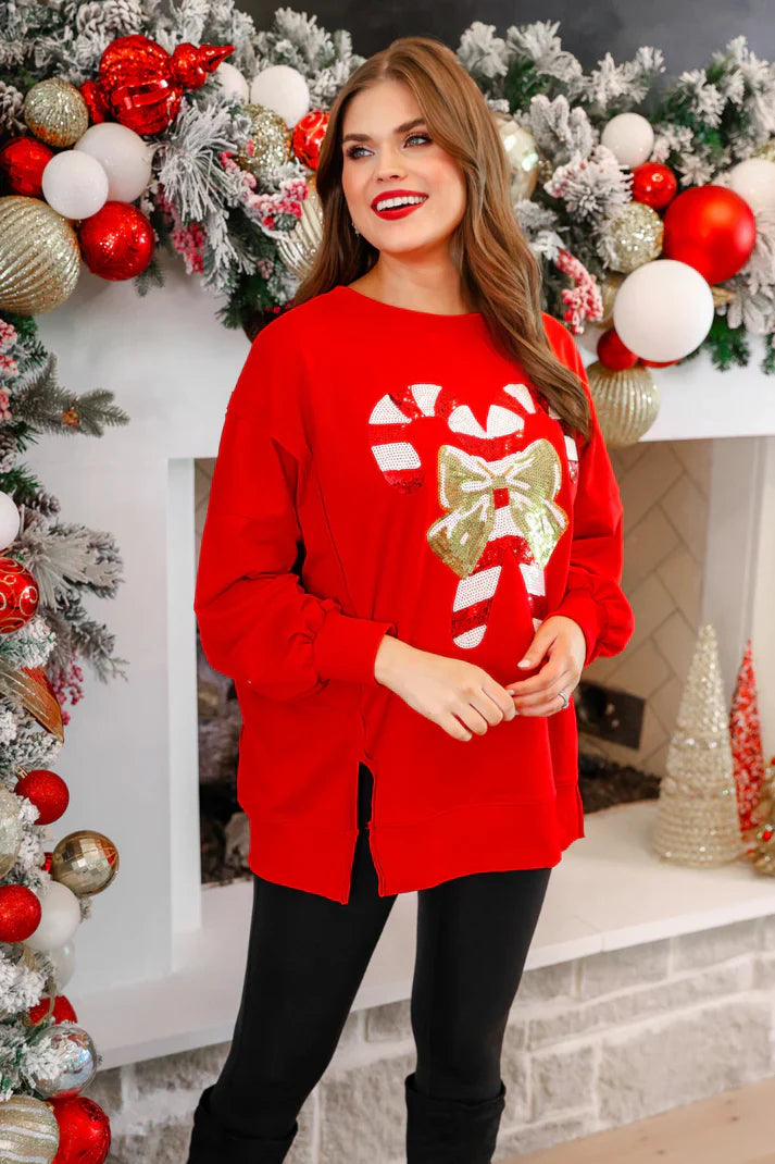 Candy Cane Lane Sequin Top
