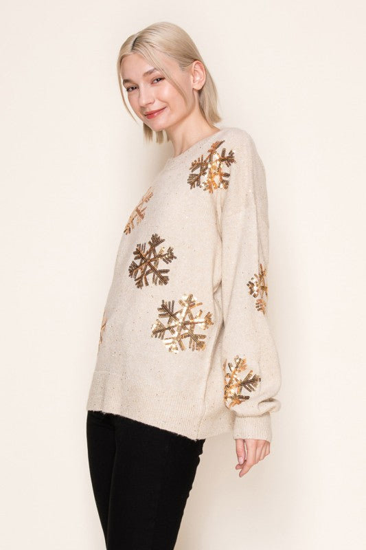 Sequin Snowflake Sweater