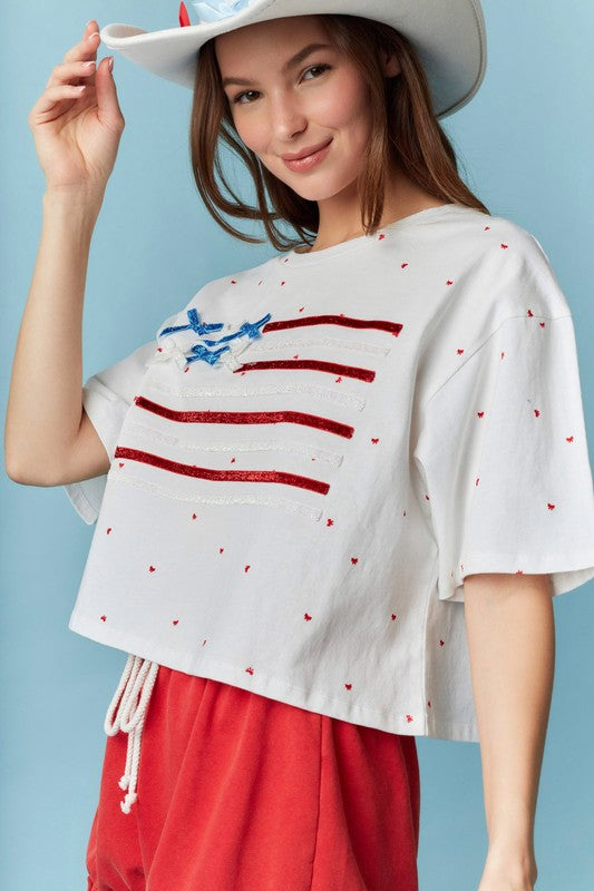 American Flag Bitsy Bow Top