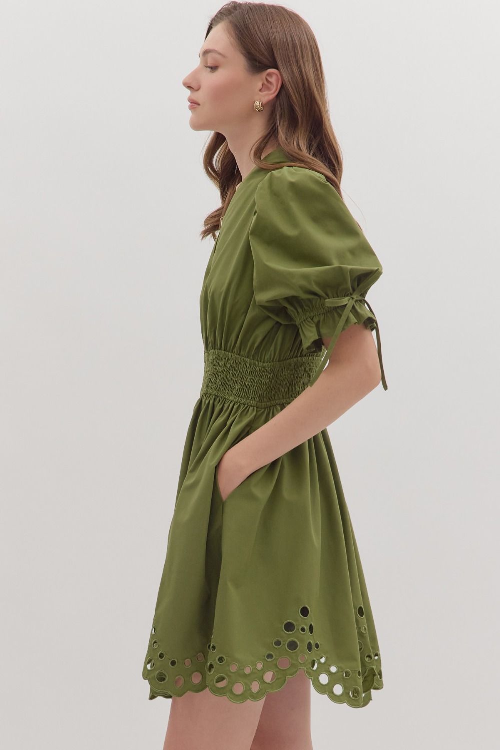 Fall Dreams- Olive V-Neck Dress