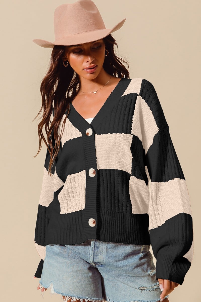 Playing Games Checkered Cardigan