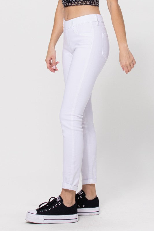 Mid Rise Pull On Crop Skinny