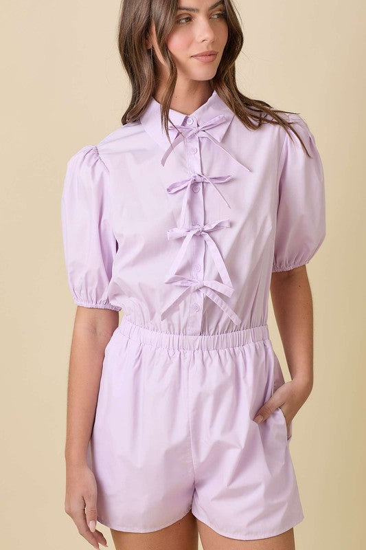 On A Cloud Bow Detail Romper