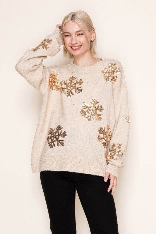 Sequin Snowflake Sweater