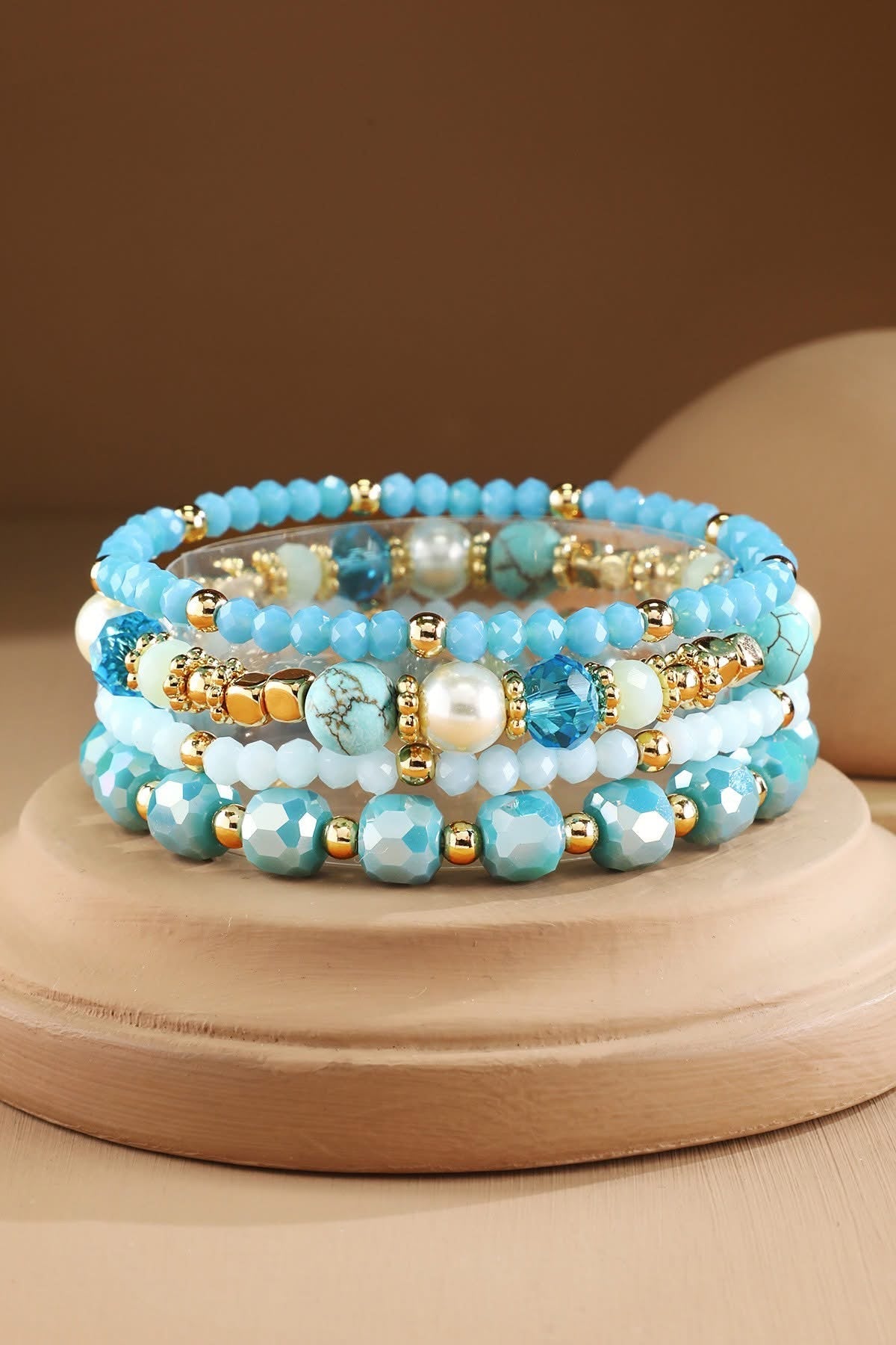 4 Piece Layered Bead & Stone Bracelet Stack