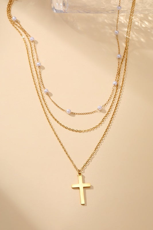 Cross Pendant Layered Necklaces