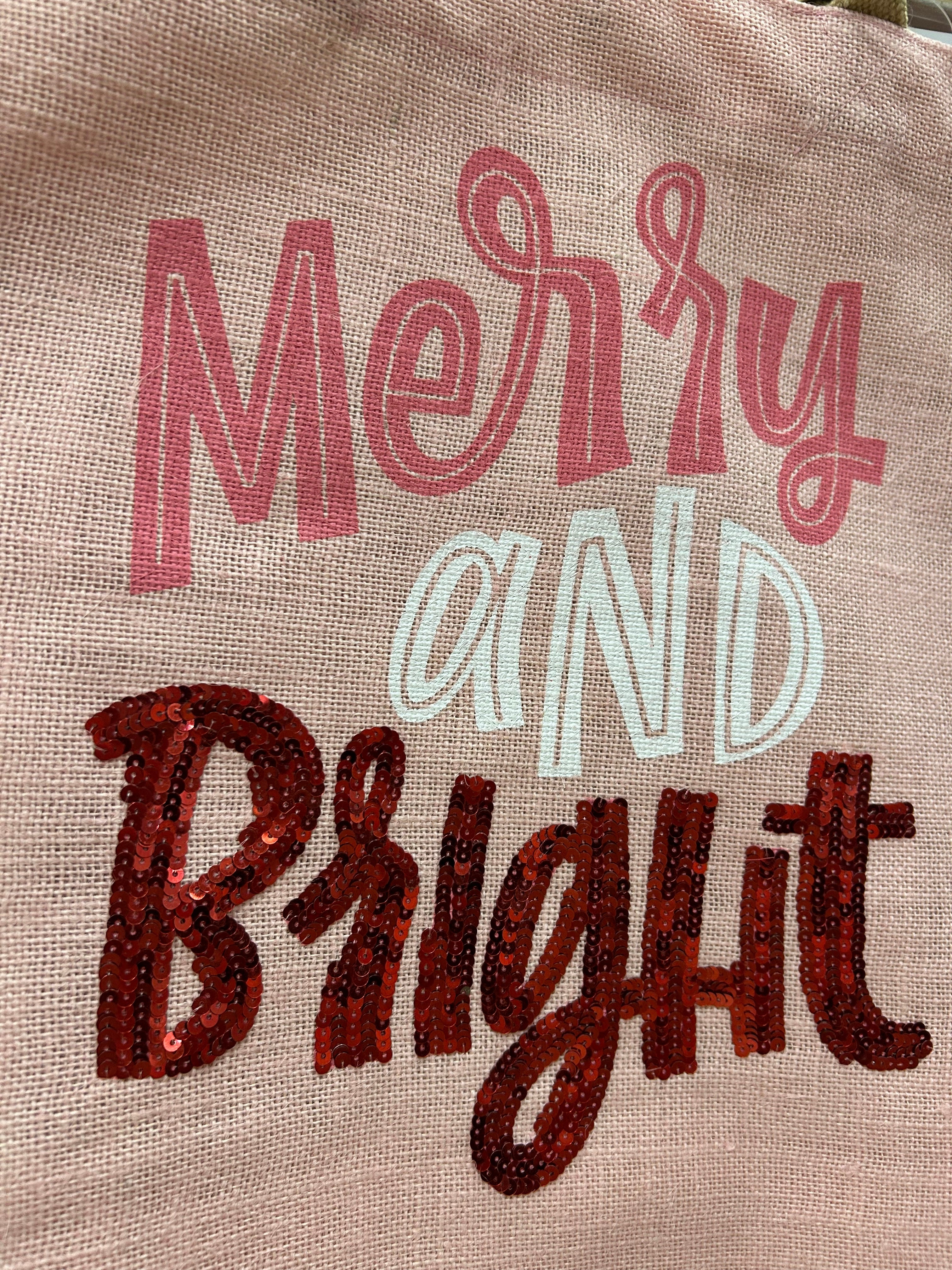 The Royal Standard- Merry and Bright Carryall Large Tote Light Pink/White/Red