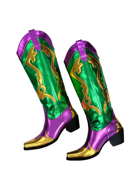 METALLIC MARDI GRAS BOOTS