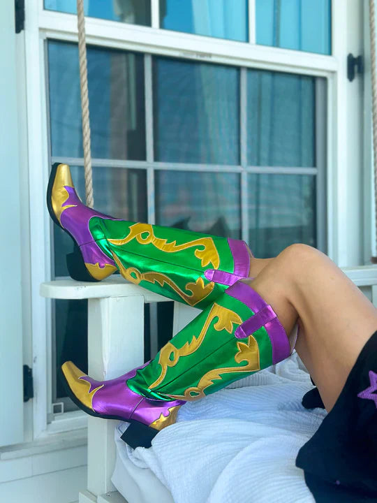 METALLIC MARDI GRAS BOOTS