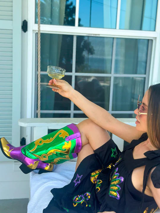 METALLIC MARDI GRAS BOOTS