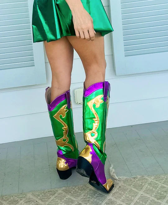 METALLIC MARDI GRAS BOOTS