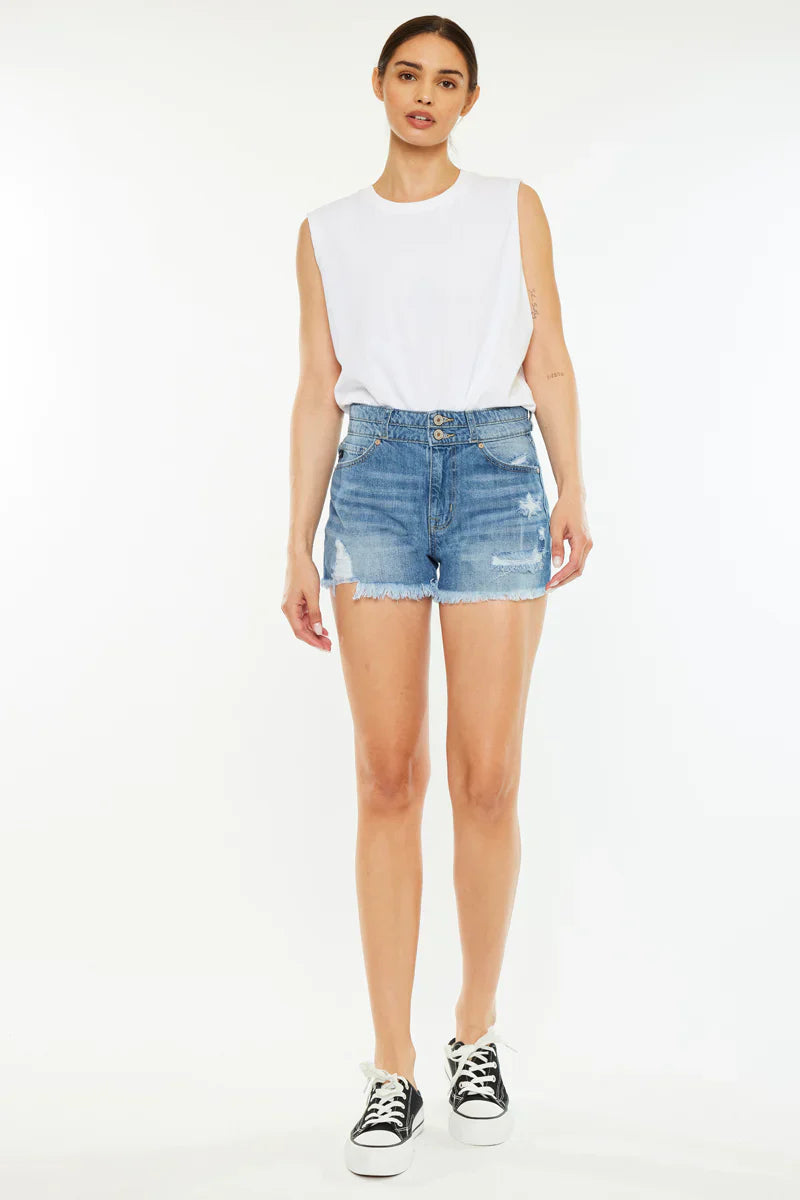 Farah High Rise Jean Shorts - MEDIUM WASH
