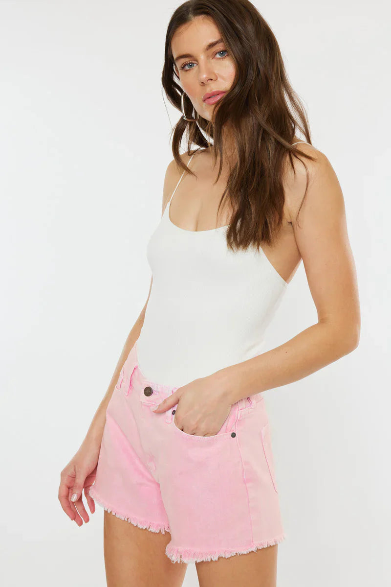 Octavia High Rise Shorts - PINK