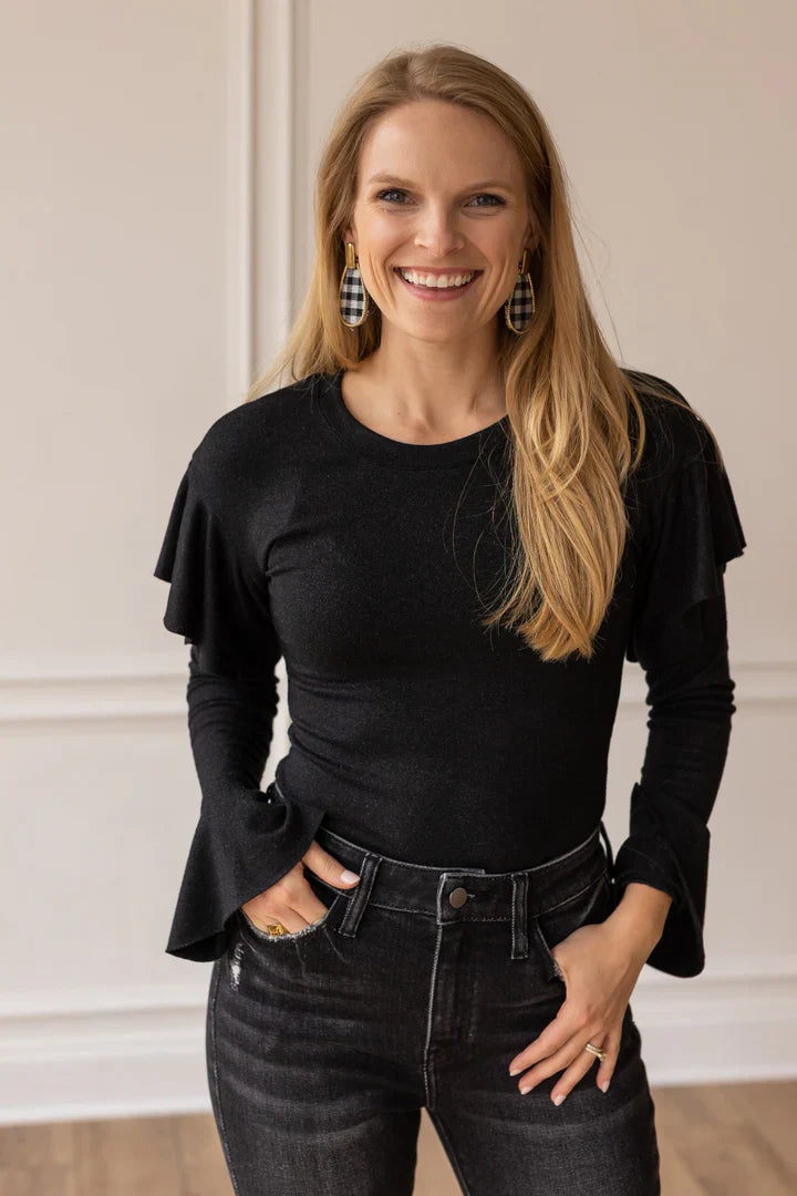 Black Shimmer Bodysuit